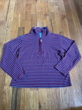 Bella Bliss Boys Quarter-Zip Striped Sweater - Blue & Red